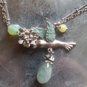 Silver & Sea-foam Green BOHM Bird Necklace